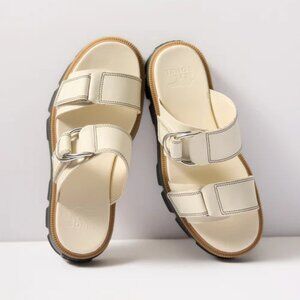 Sorel $120 Women's White Rein Cb Slide Sandal Chalk/Black Size 9 NIB!